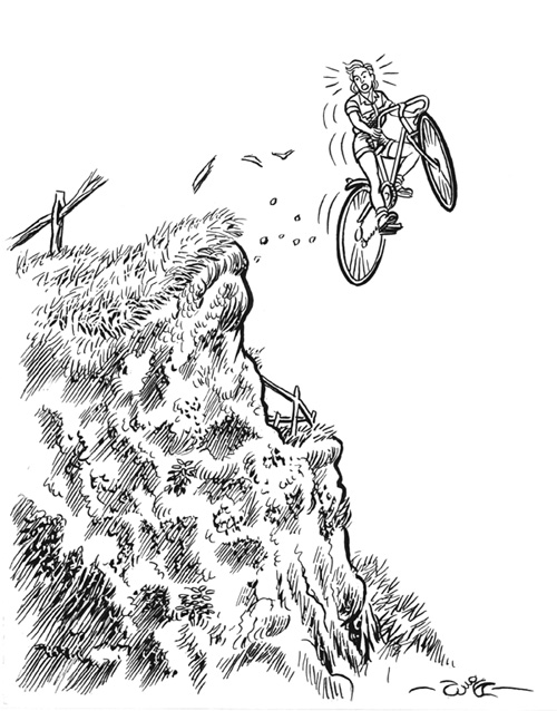 HAVE NO FEAR!  Ordering from CCNOW is not like hurtling off a cliff!  This image from Walter Parrish's Cliff sketch site--click on the image to go there!